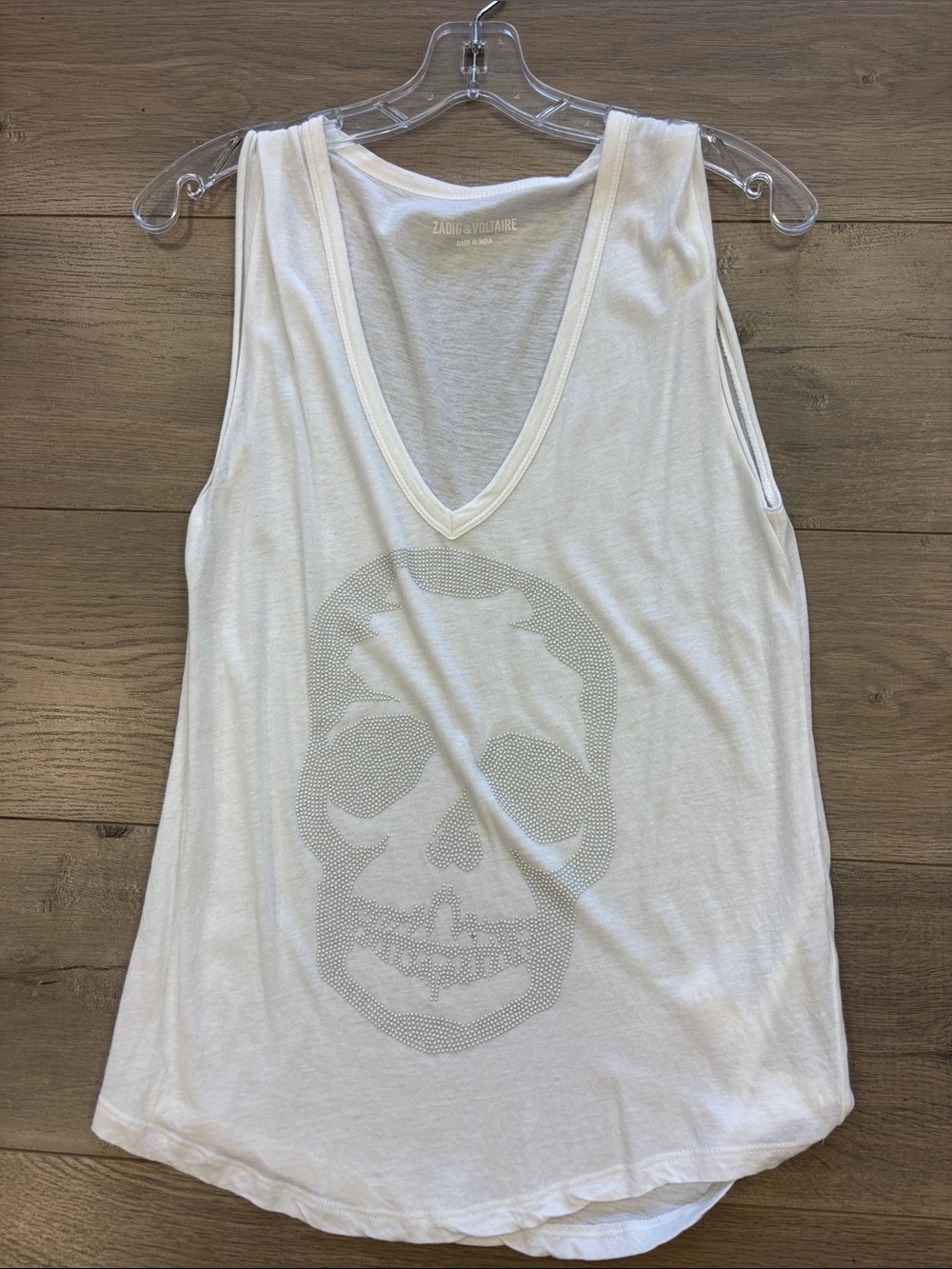 Zadig & Voltaire White Skull V‑Neck Top - Picture 2 of 6